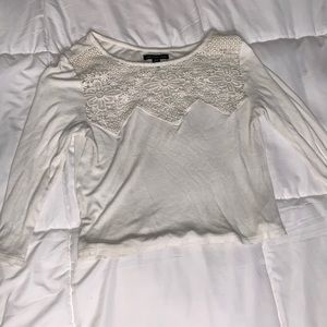 American Eagle Off-White Front-Laced Blouse
